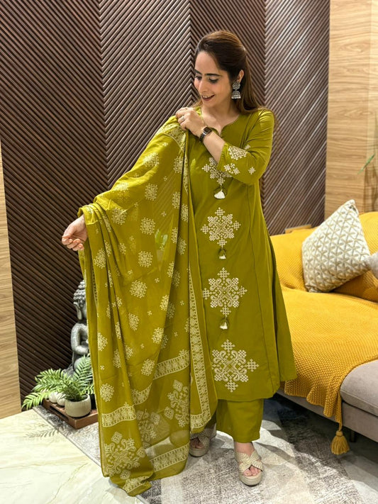 Elegance meets comfort in this A-line kurti set