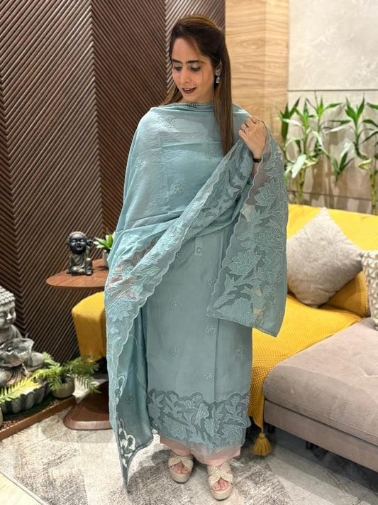 Unstitched muslin cotton suit set
