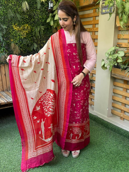 Pure Maheshwari unstitched suit