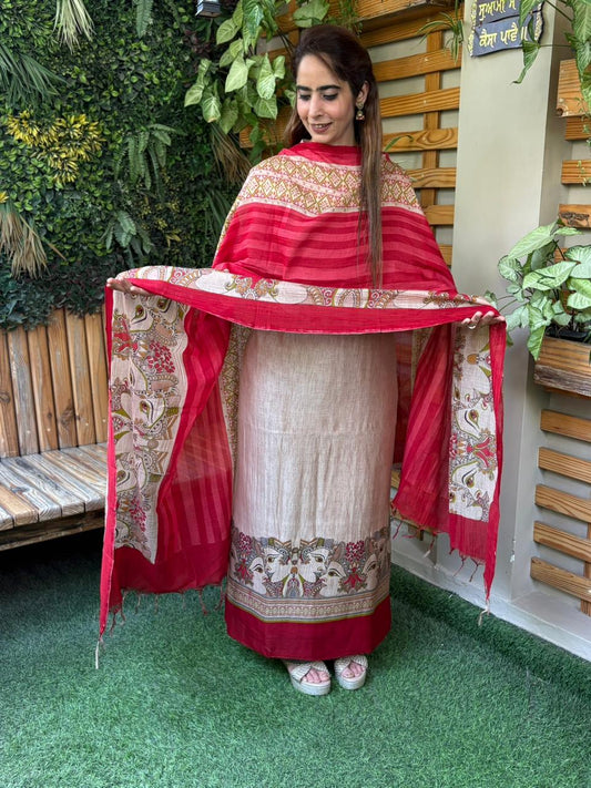 Ethnic wardrobe with this elegant unstitched suit