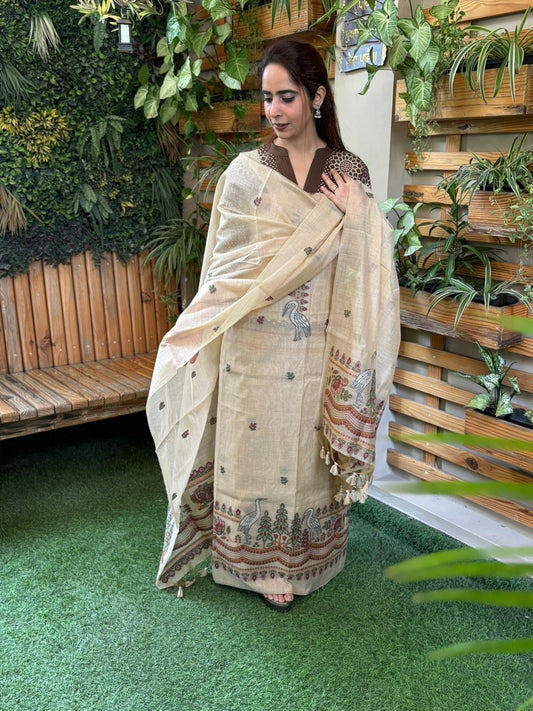 Experience timeless elegance with this unstitched suit set