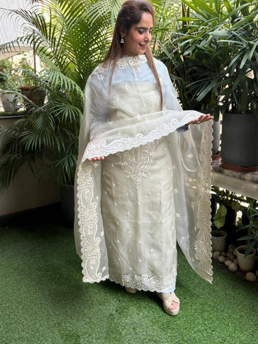 Beautifully crafted unstitched suit set