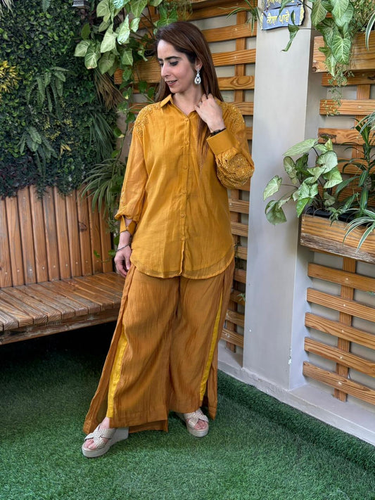 Elegance meets comfort in this mul cotton cord set,