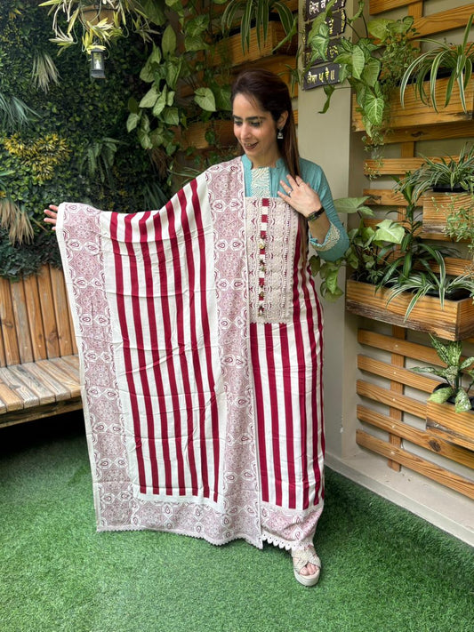 Beautiful unstitched muslin cotton suit set