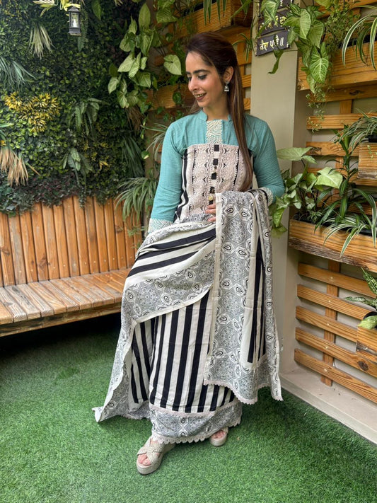 Beautiful unstitched muslin cotton suit set