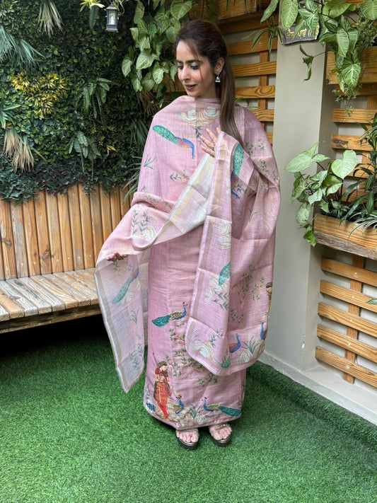 Unstitched suit in linen cotton