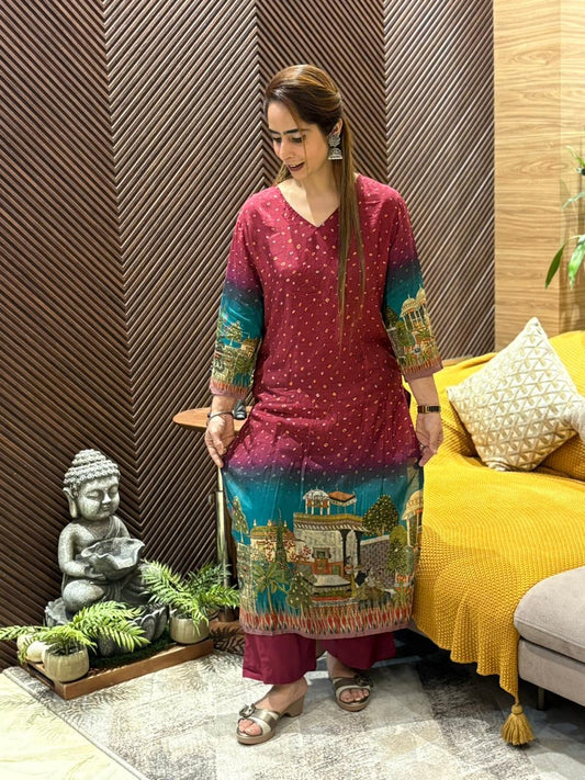 Muslin cotton kurti set