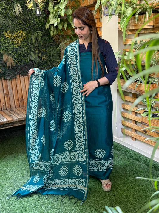 Premium Maheshwari cotton fabric unstitched suit