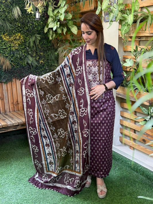 Beautiful unstitched cotton fabric suit