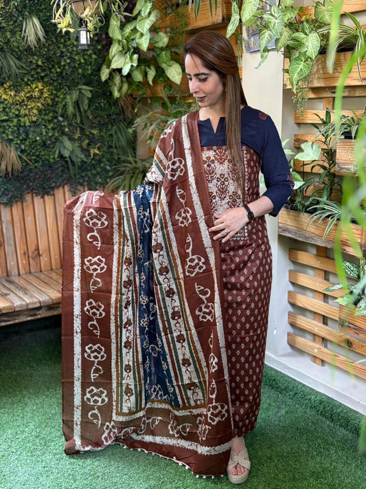 Beautiful unstitched cotton fabric suit