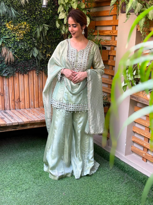 Stunning tissue shimmer kurta set