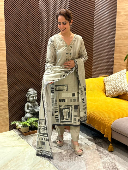 Elegant silk cotton kurti set