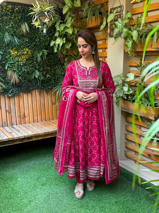 Beautiful Soft cotton Anarkali set