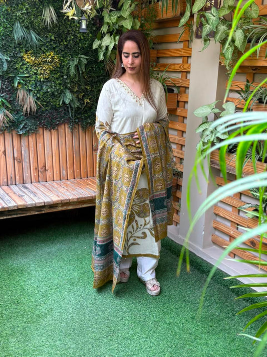 Graceful khadi cotton kurti set