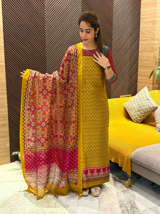 Pure Maheshwari unstitched suit