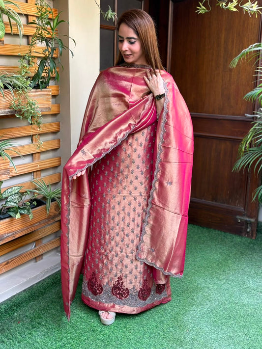 Pure tissue fabric unstitched suit