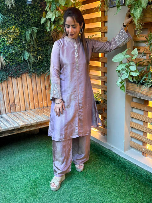 Elegant tissue shimmer kurta set