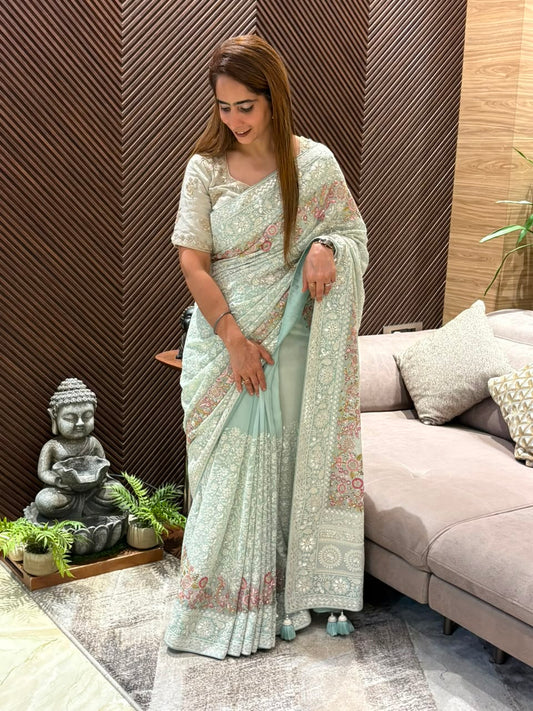 Stunning running saree crafted in pure georgette fabric