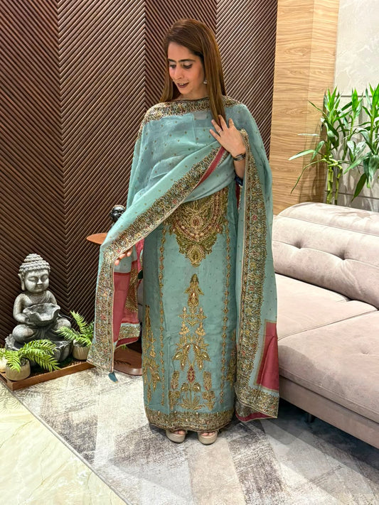 Pure organza silk fabric suit