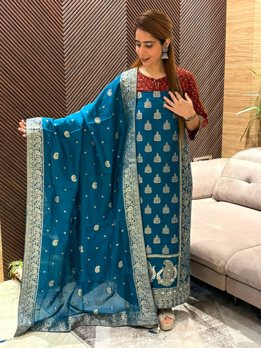 Luxurious Uppada silk fabric unstitched suit