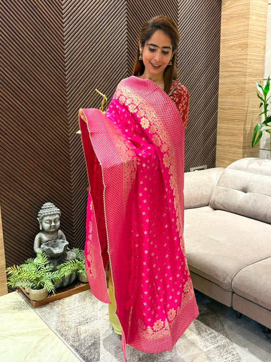 Luxurious Chanderi silk unstitched suit set