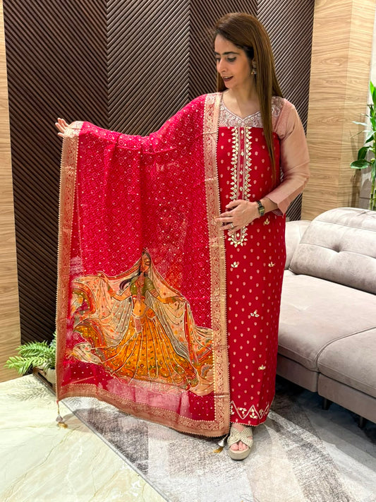 Premium Banarasi silk unstitched suit