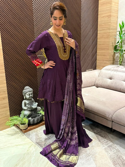 Luxurious Silk Peplum with Plazo Set
