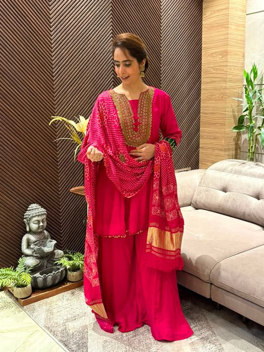 Luxurious Silk Peplum with Plazo Set