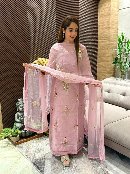 Exquisite Unstitched Chandari Silk Suit