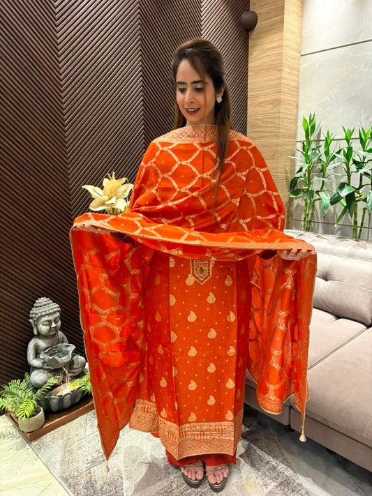 Luxurious Unstitched Uppada Silk Suit Set