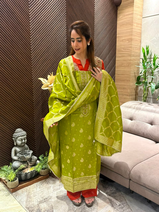 Luxurious Unstitched Uppada Silk Suit Set