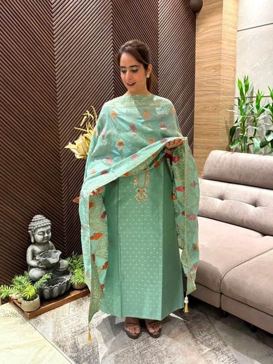 Luxurious Chandari silk unstitched suit