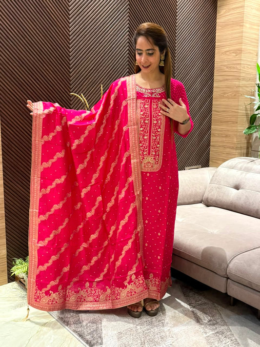 Luxurious Uppada silk unstitched suit