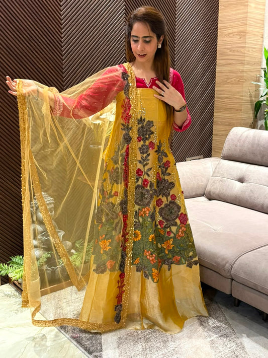 Elegant semi-stitched Anarkali suit