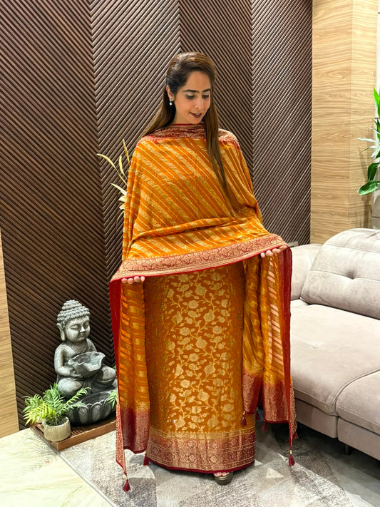 Pure khadi georgette fabric unstitched suit