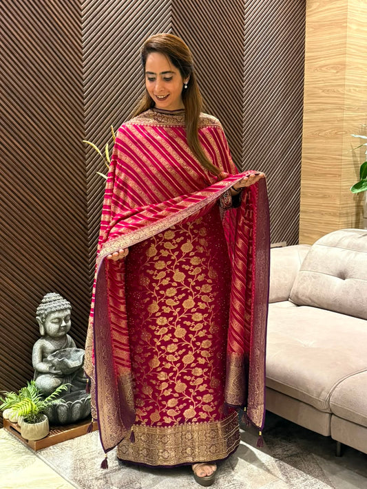 Pure khadi georgette fabric unstitched suit
