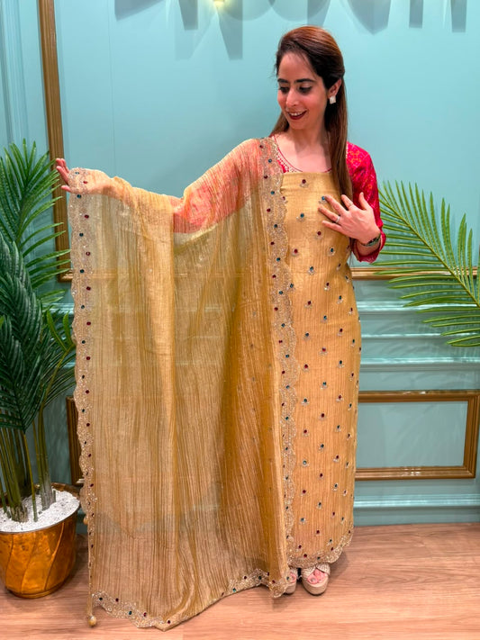 Exquisite shimmer tissue unstitched suit