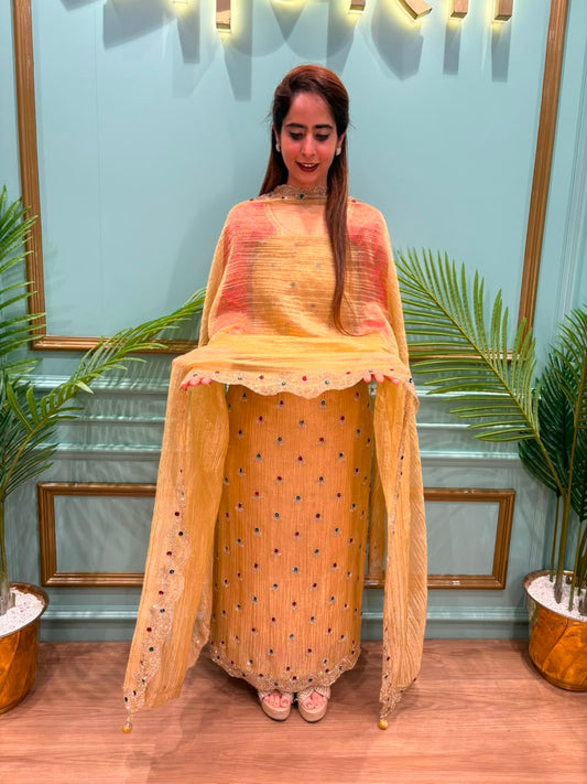 Exquisite shimmer tissue unstitched suit