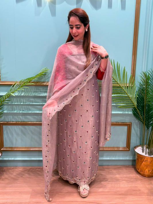 Exquisite shimmer tissue unstitched suit