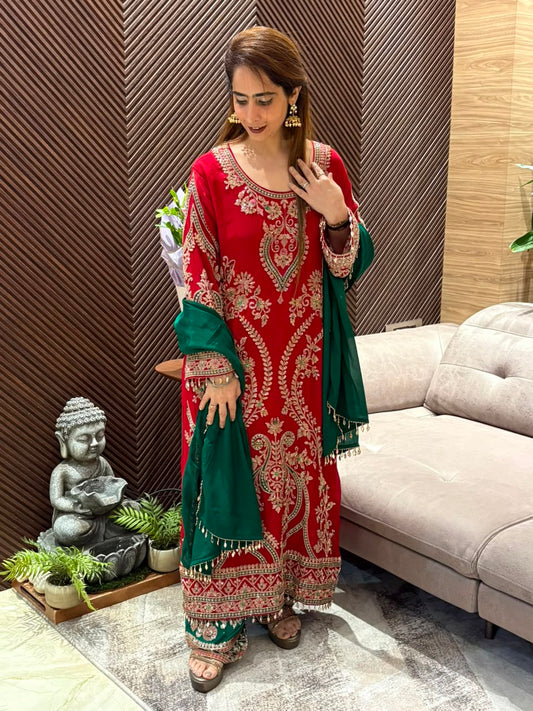 Luxurious Chinon elegant kurta set