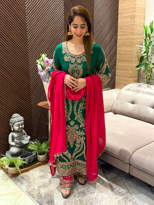 Luxurious Chinon elegant kurta set