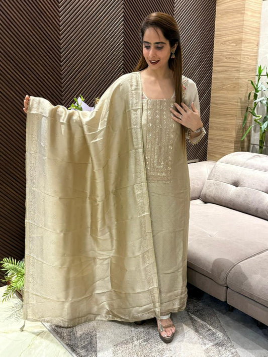 Unstitched suit ,Shirt crafted in exquisite Kanjivaram silk,
