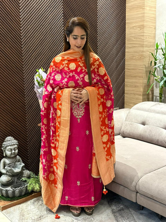 Luxurious Uppada silk unstitched suit