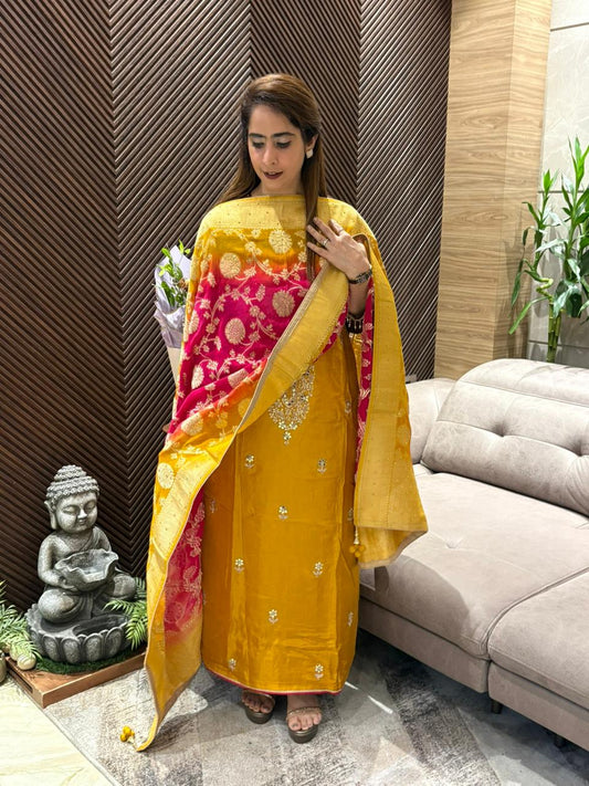 Luxurious Uppada silk unstitched suit