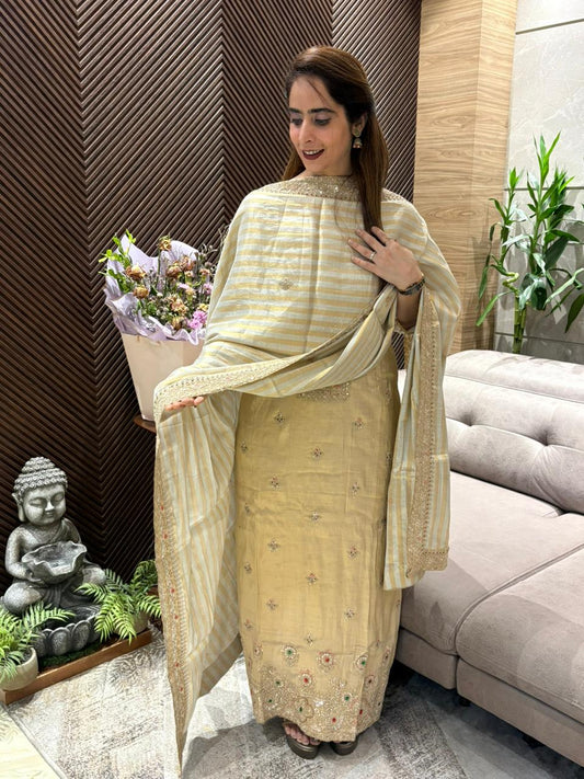 Luxurious tissue shimmer unstitched suit