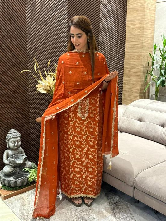 Luxurious rich silk unstitched suit