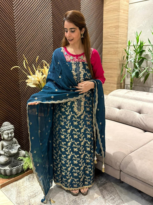 Luxurious rich silk unstitched suit