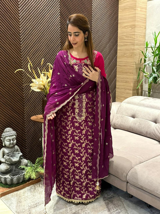 Luxurious rich silk unstitched suit