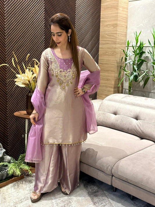 Elegant tissue silk kurta set
