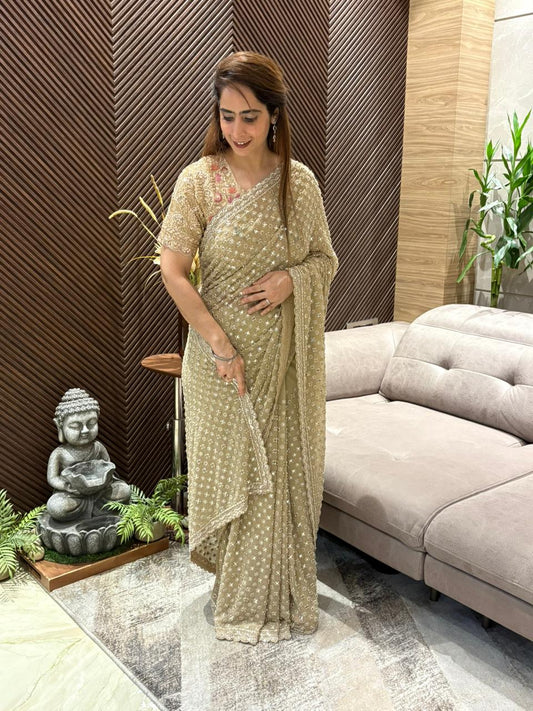 Exquisite pure georgette running saree